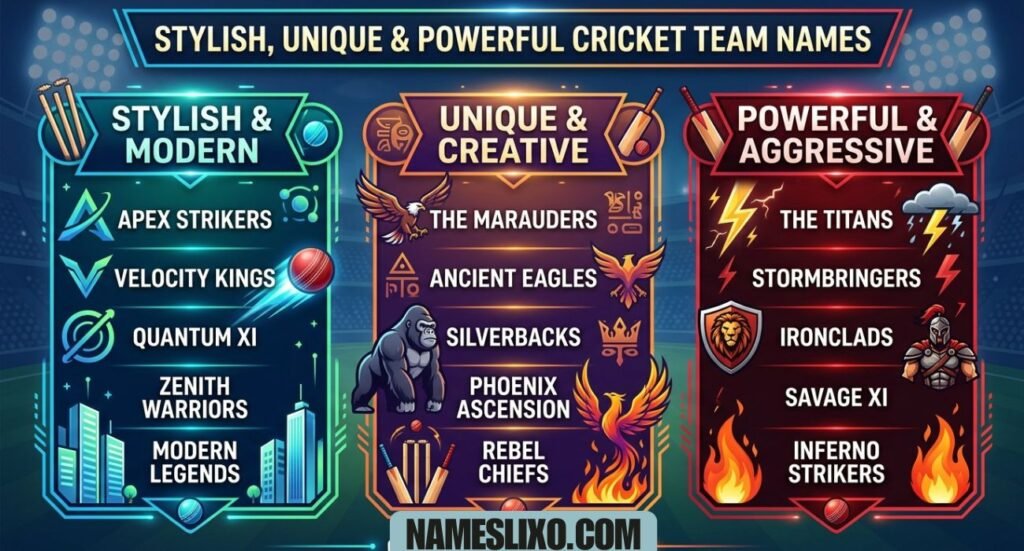 Stylish Cricket Team Names