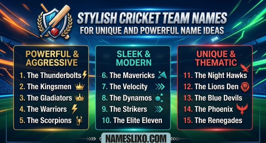 Stylish Cricket Team Names